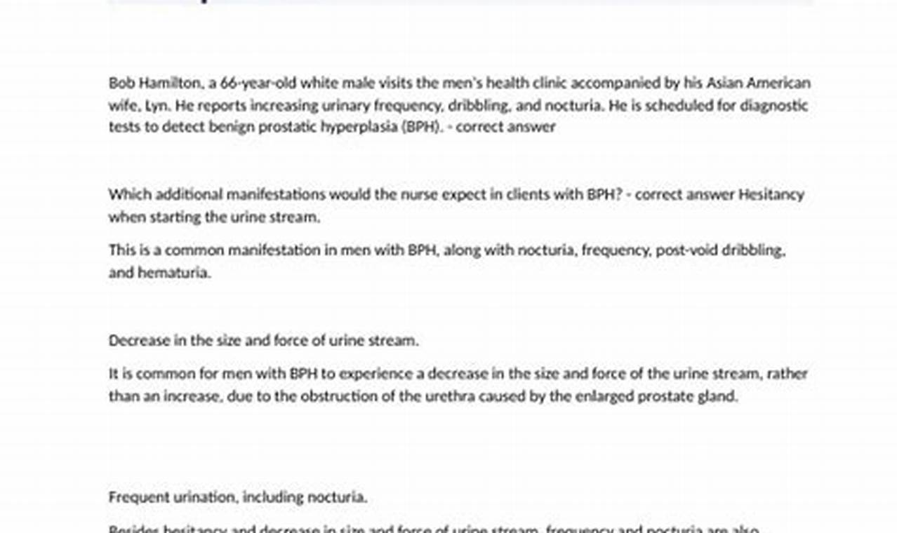 Mastering Benign Prostatic Hyperplasia: A HESI Case Study Guide